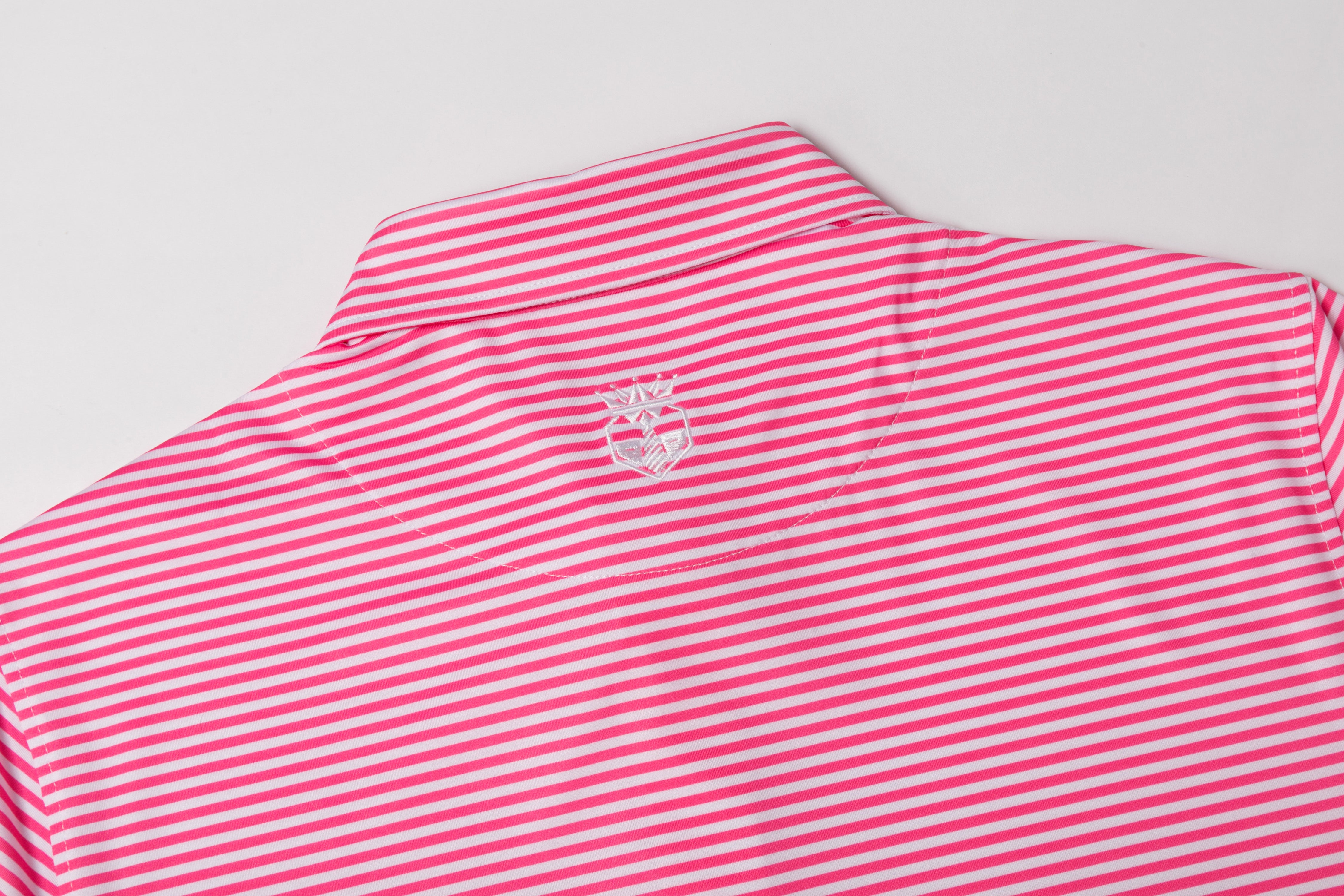 The Catalyst – Men’s Pink & White Striped Golf Polo