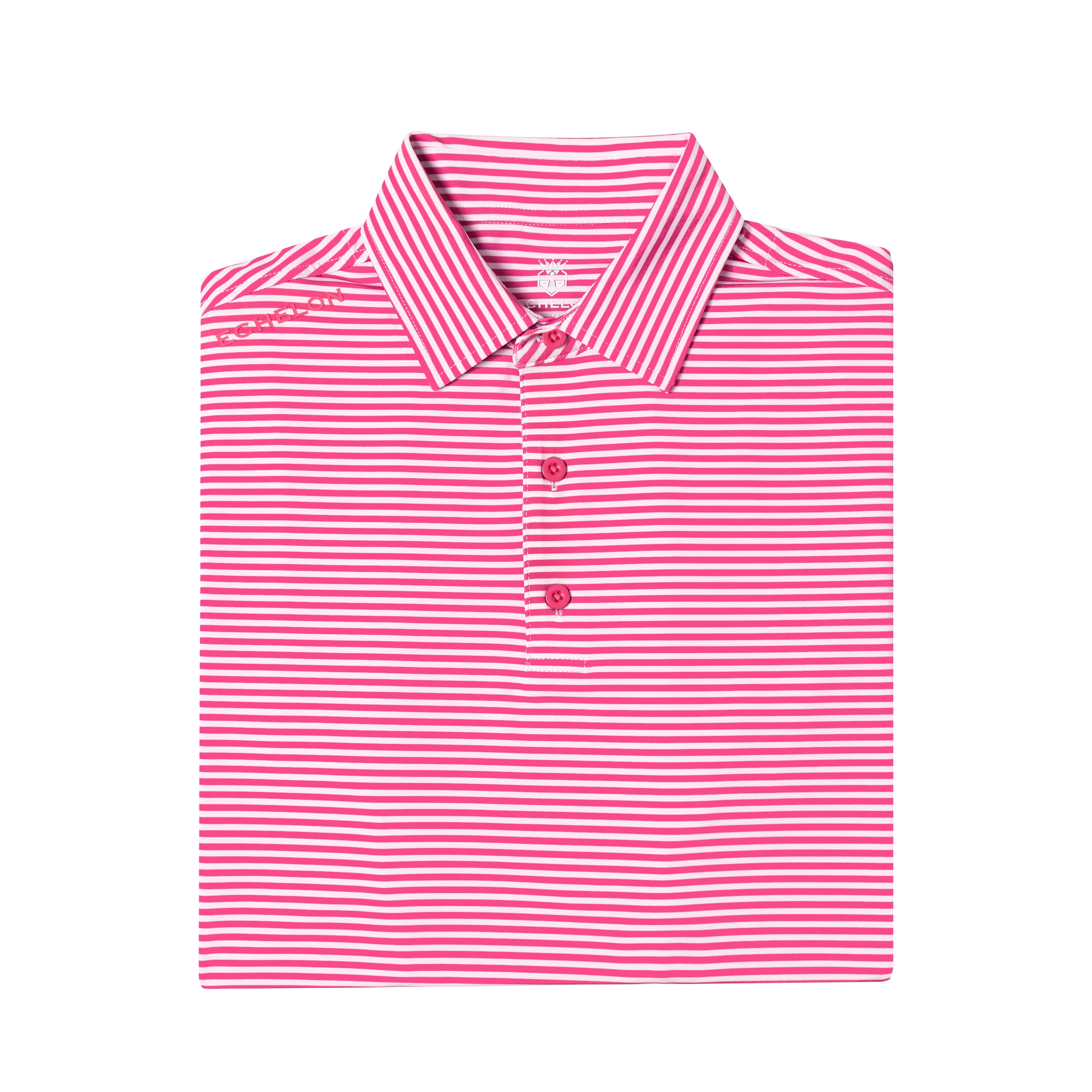 The Catalyst – Men’s Pink & White Striped Golf Polo