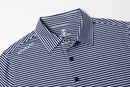 Stripe Show – Men’s Navy & White Striped Golf Polo