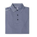 Stripe Show – Men’s Navy & White Striped Golf Polo