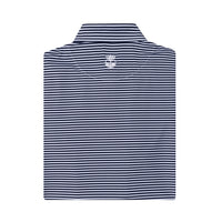 Stripe Show – Men’s Navy & White Striped Golf Polo