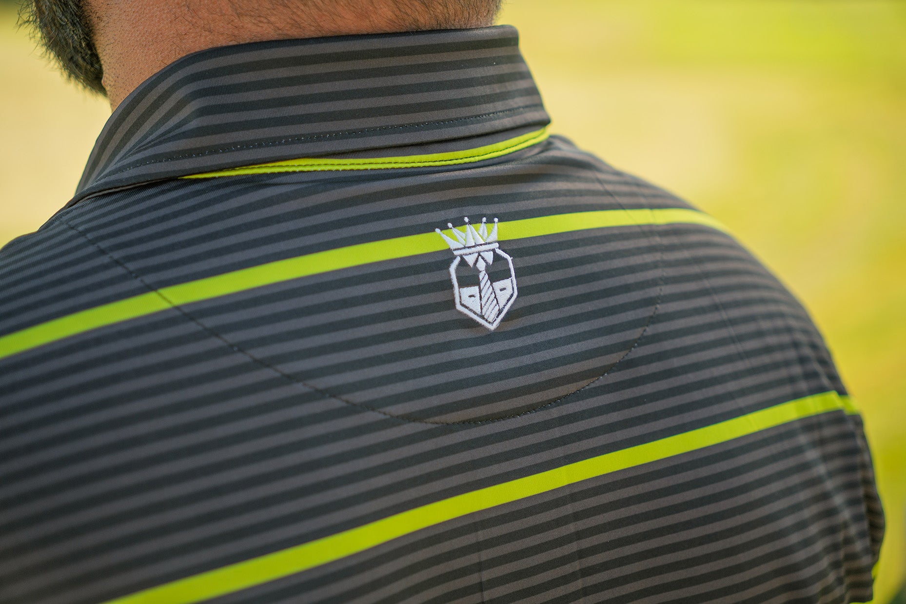 Don’t Do Average – Men’s Grey & Yellow Performance Golf Polo