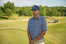 Stripe Show – Men’s Navy & White Striped Golf Polo