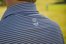 Stripe Show – Men’s Navy & White Striped Golf Polo