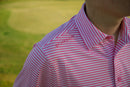 The Catalyst – Men’s Pink & White Striped Golf Polo