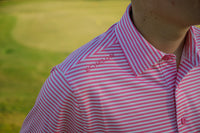 The Catalyst – Men’s Pink & White Striped Golf Polo