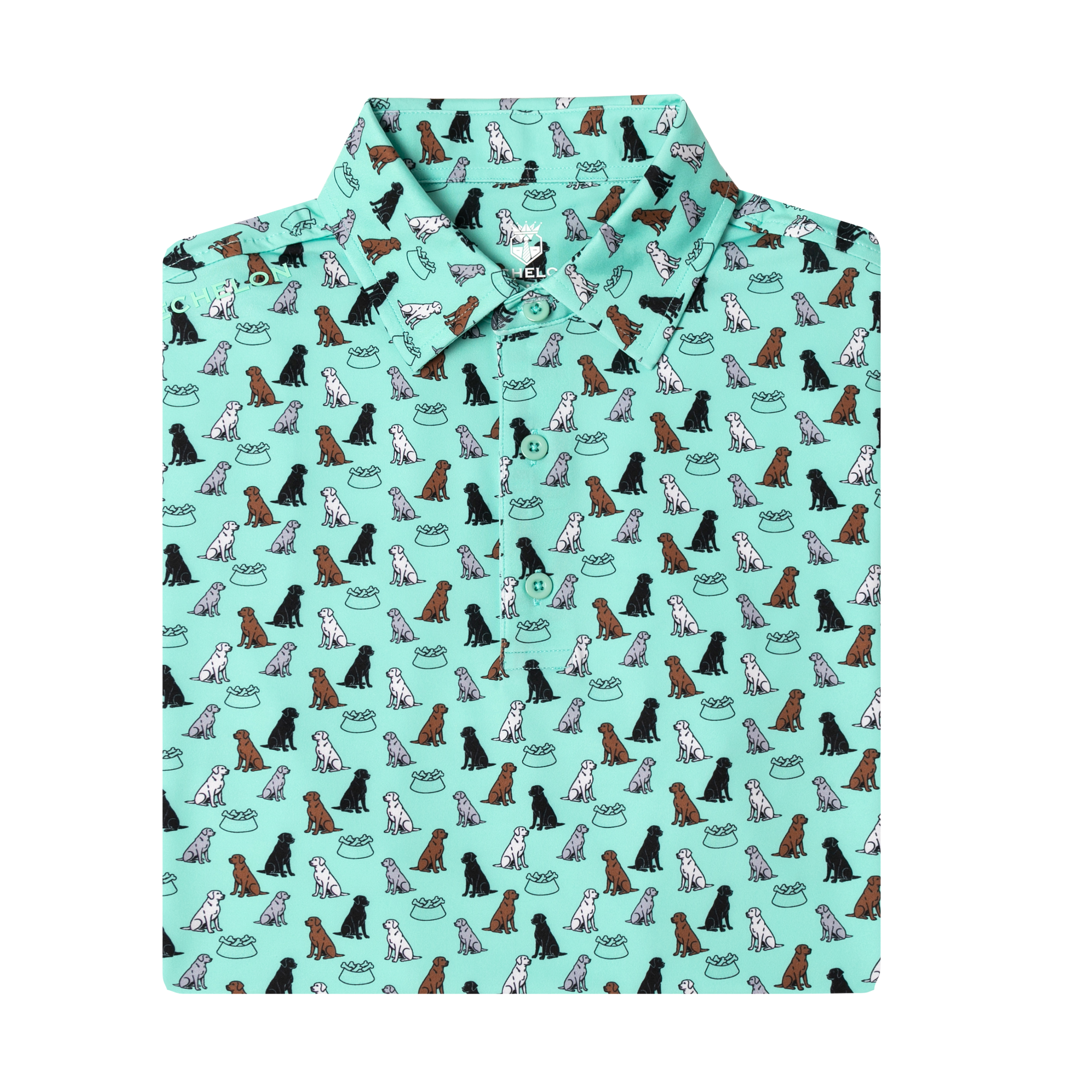 First In Show – Men’s Golf Polo with Labrador Retriever Print